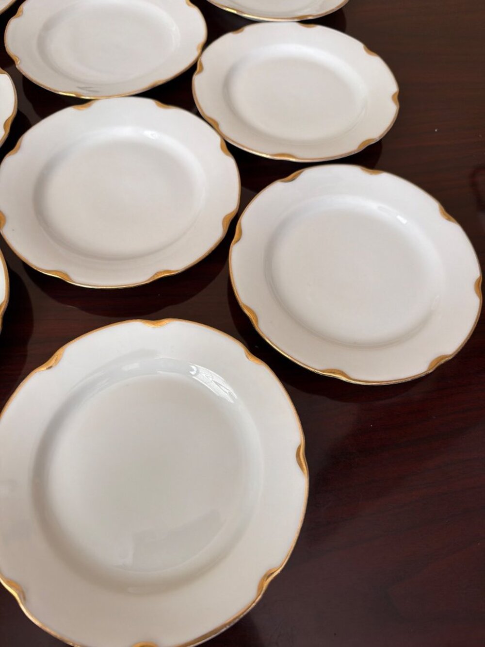 Set of 10 Vintage Austria Carlsbad Porcelain Bread Dessert Plates Gold Trim 6” - Picture 6 of 16